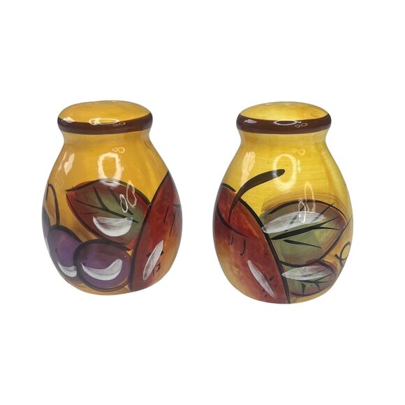 Ceramic Oil & Vinegar Cruet Set With Salt & Pepper Shakers Wooden Caddy Stand - Picture 6 of 11